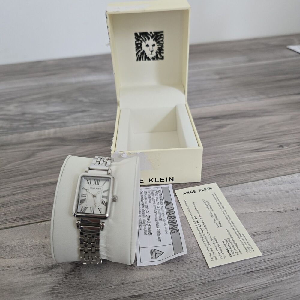 Anne Klein Silver Rectangular Roman Numeral Bracelet Watch - Picture 10 of 10
